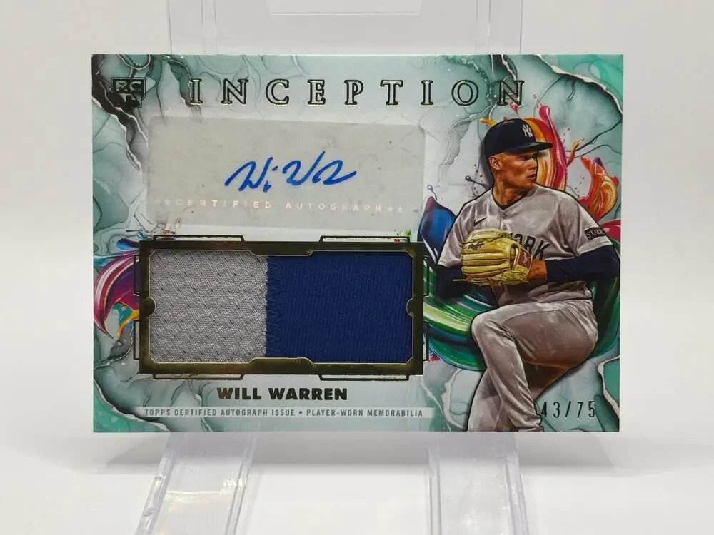 2025 Topps Inception Will Warren Rookie Aqua Jersey Patch Auto 43/75 SP Yankees